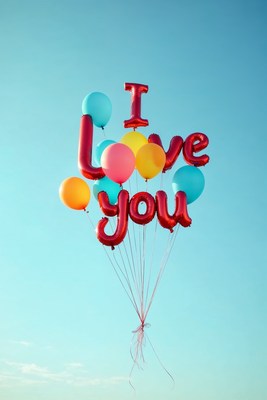 I Love You Balloons Floating Skyward