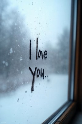 I Love You written on frosty window