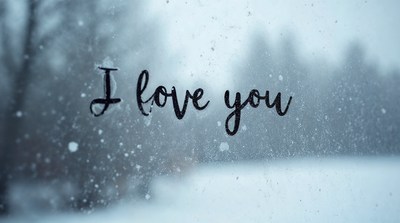 I Love You written on snowy window