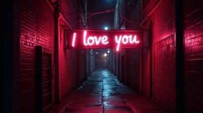 I Love You neon sign in alley