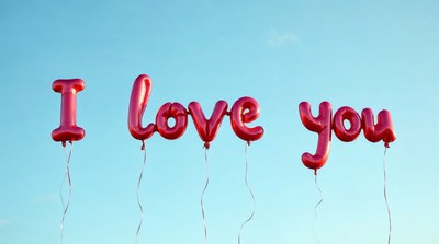 I Love You red balloons