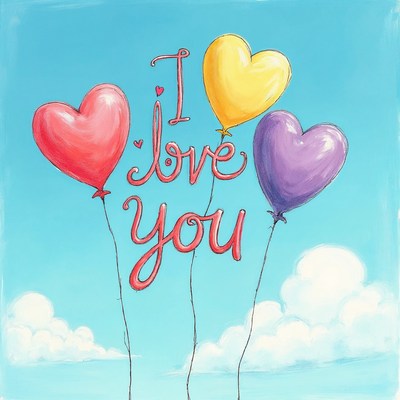 I Love You Balloons Illustration