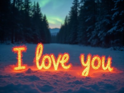 I Love You in Fiery Snow Forest