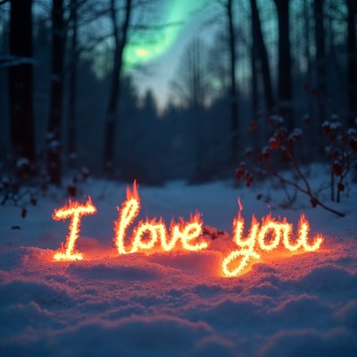 I Love You in Fiery Snow Forest