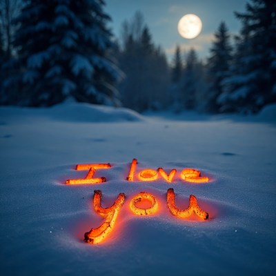 I Love You written in snowy forest
