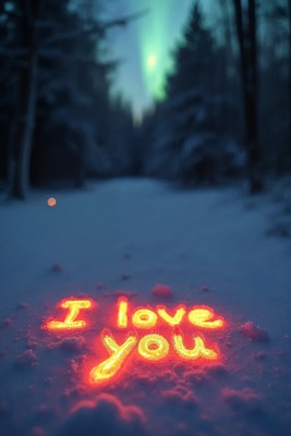 I Love You in Snow with Aurora