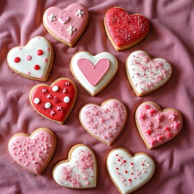 Pink and Red Heart Cookies