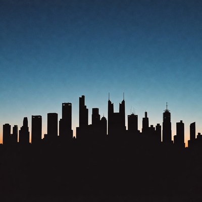 City skyline silhouette at dusk