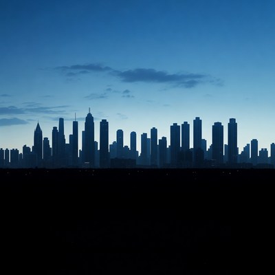 Silhouette of City Skyline at Dusk