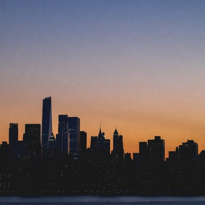New York City skyline at sunset