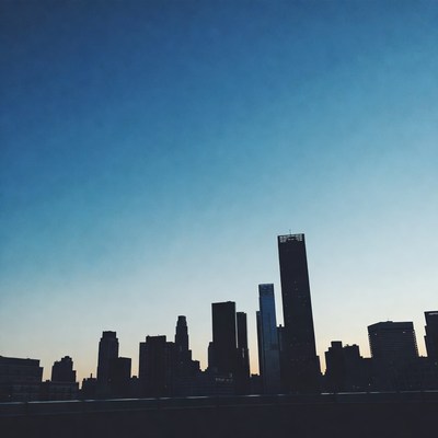 City skyline silhouette at dusk
