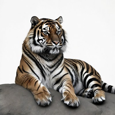 Tiger lounging on rock