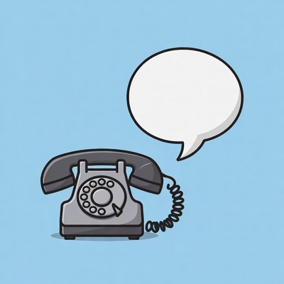 Vintage telephone with blank speech bubble