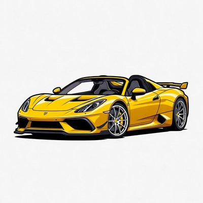 Yellow Lamborghini Supercar Illustration
