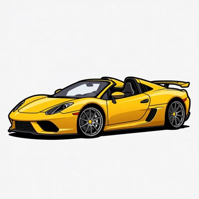 Yellow Convertible Sports Car Illustration