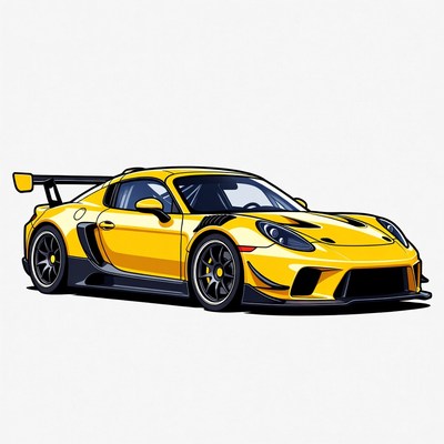 Yellow Porsche 718 Cayman GT4 RS