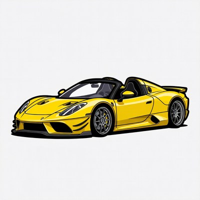 Yellow Supercar Illustration