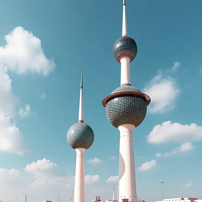 Kuwait Towers under blue sky