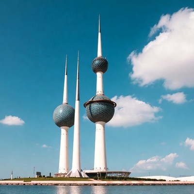 Kuwait Towers on waterfront