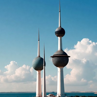 Kuwait Towers against blue sky