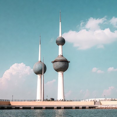 Kuwait Towers over water