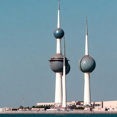 Kuwait Towers on waterfront