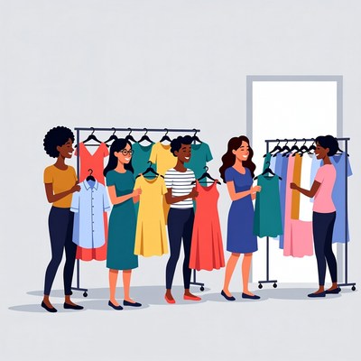 African-American women shopping clothes