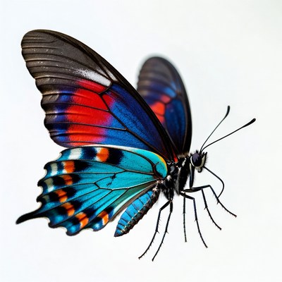 Colorful butterfly with blue red wings