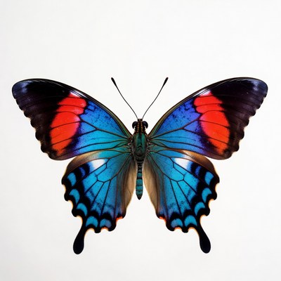 Colorful Blue and Red Butterfly
