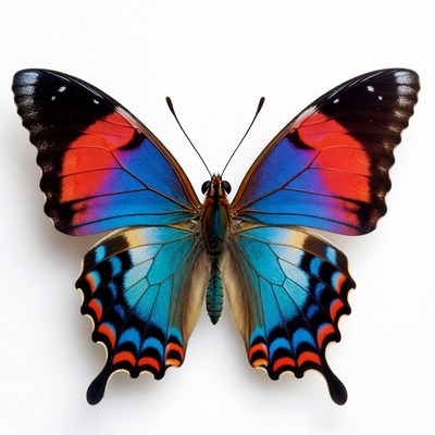 Colorful Blue and Red Butterfly Wings