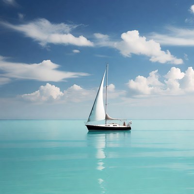 Sailboat on turquoise ocean