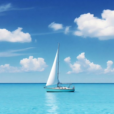 Sailboat on turquoise ocean