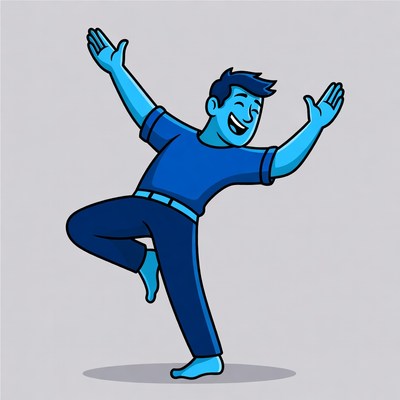 Cartoon man dancing with arms raised