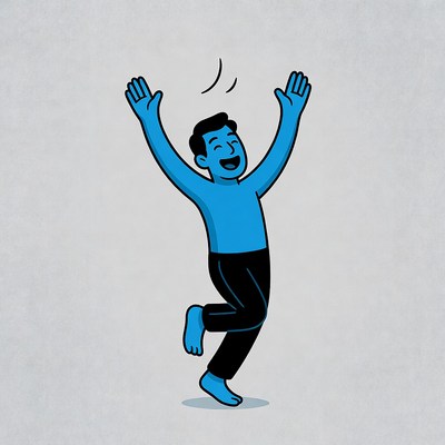 Man raising arms in joy illustration