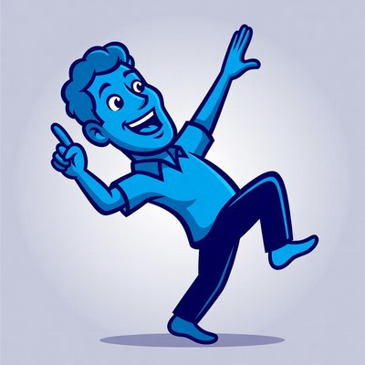 Cartoon man pointing excitedly
