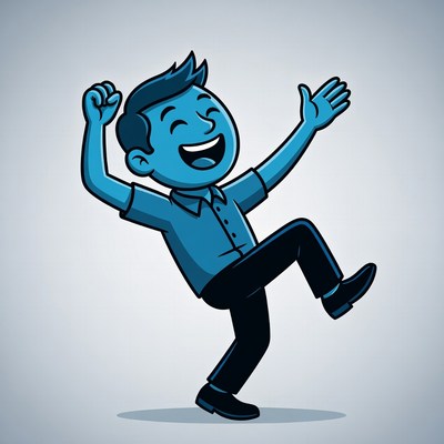 Cartoon man dancing joyfully