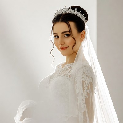 Bride with tiara and veil