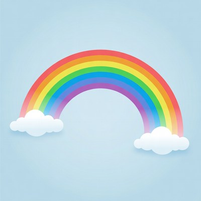Colorful Rainbow with Clouds