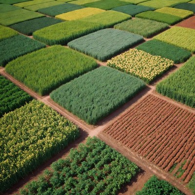 Colorful patchwork farmland fields