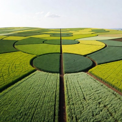 Circular patchwork fields from above