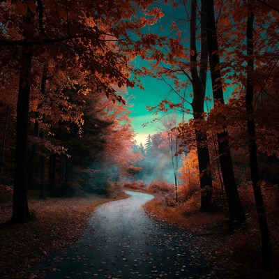Winding Path in Autumn Forest