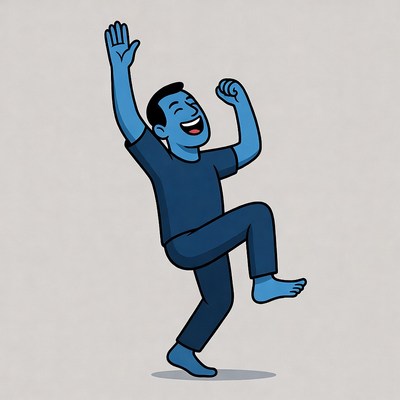 Cartoon man dancing joyfully