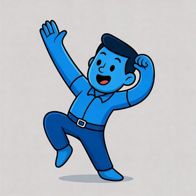 Cartoon man dancing happily
