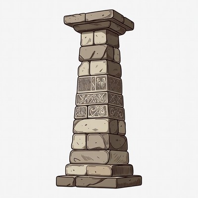 Ancient Stone Column Illustration