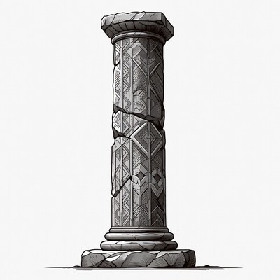 Ancient Stone Column Illustration