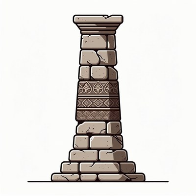 Ancient Stone Column Illustration