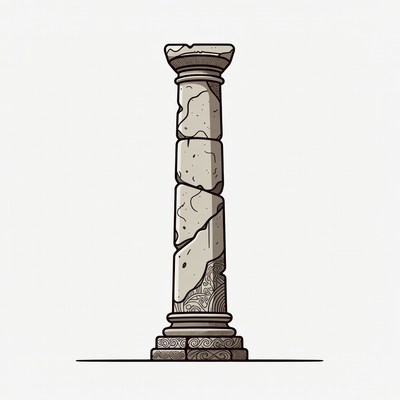 Ancient Ruined Stone Column Illustration