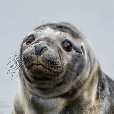 Close-up of cute harbor seal