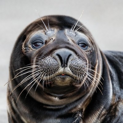 Closeup harbor seal face