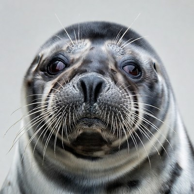 Close-up harbor seal face